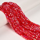 Red AB Crystal Glass Faceted Rubik's Cube Beads Size 4mm 15.5'' Strand