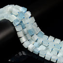 Natural Aquamarine Smooth Cube Beads Size 10mm 15.5'' Strand