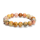 Yellow Crazy Lace Agate Round Beaded Bracelet 6mm 8mm 10mm 7.5''Length 3 PCS/Set