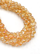 AB Coated Citrine Faceted Round Beads Size 6mm 8mm 15.5" Strand
