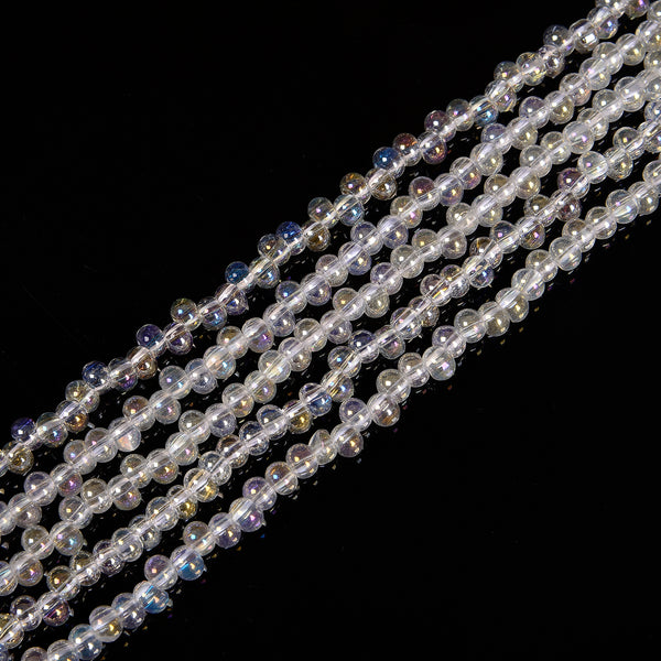 Clear AB Crystal Glass Off Center Drilled Rondelle Beads Size 4x6mm 15.5''Strand