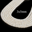 AAA White Fresh Water Pearl Rondelle Button Beads Size 5mm 6mm 8mm 14.5''Strand