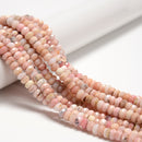 Natural Pink Opal Faceted Rondelle Beads Size 5x7mm 15.5'' Strand