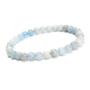 Multi Blue Aquamarine Smooth Round Beaded Bracelet 6mm 7.5'' Length 3 PCS/Set