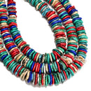 Multi Color Magnesite Turquoise Graduated Slice Discs Beads 10-17mm 15.5" Strand