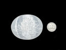 Natural Selenite Crystal Oval Palm Stone Lotus Flower Size 2x3" Inches