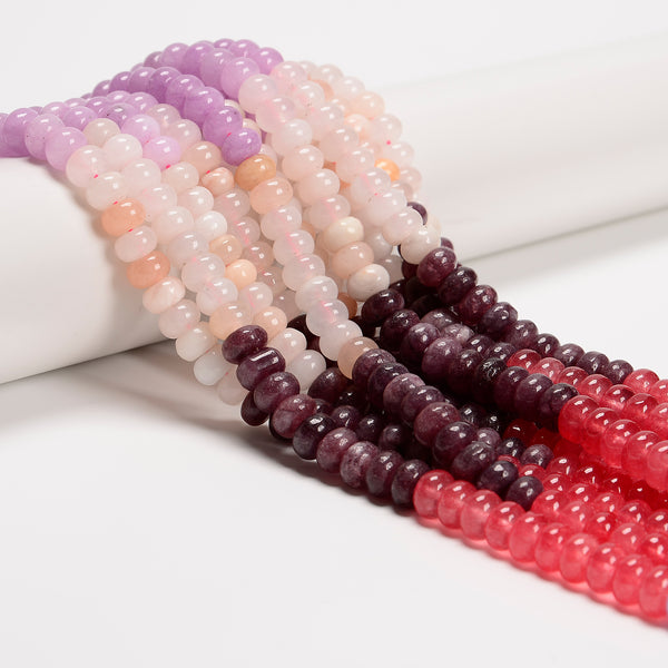 05-Multi-color Gemstone Smooth Rondelle Beads Size 5x8mm 15.5'' Strand