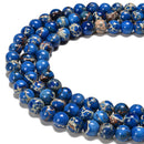 Royal Blue Sea Sediment Jasper Smooth Round Beads Size 6mm 10mm 15.5'' Strand