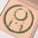 Green Aventurine Chips Beads Size 5-8mm Jewelry Set Bracelet Earrings Necklace