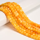 Cloudy Yellow Color Dyed Jade Faceted Cube Beads Size 7mm 15.5'' Strand