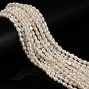 Grade A White Fresh Water Pearl Side Drill Nugget Beads 4-5x6-7mm 14" Strand