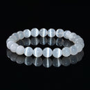 Selenite Smooth Round Beaded Bracelet Size 6mm 8mm 10mm 7.5'' Length 3 PCS/Set
