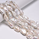 Natural White Fresh Water Pearl Irregular Chunk Beads 15-18x20-28mm 15.5" Strand