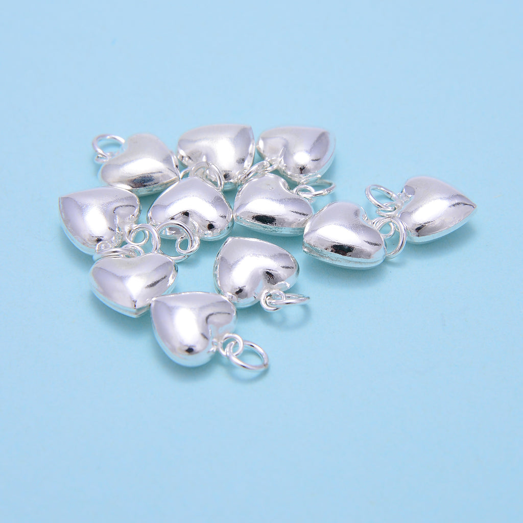 Heart Charms, 925 Sterling Silver Heart, Heart Shape Beads for