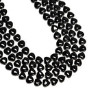 Natural Black Obsidian Smooth Heart Shape Beads Size 12mm 15.5" Strand