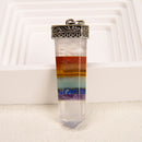 Rainbow Chakra Sword Shape Healing Stone Point Pendant 15x55mm Sold by Piece