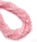 Pink Color Dyed Jade Faceted Cube Beads Size 7mm 15.5" Strand