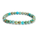 Light Blue Sea Sediment Jasper Round Beaded Bracelet 6mm 7.5'' Length 3 PCS/Set