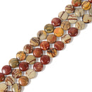 Natural Red Creek Jasper Smooth Coin Beads Size 12mm 15.5'' Strand