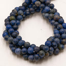 Natural Blue Dumortierite Smooth Round Beads Size 6mm 8mm 10mm 15.5" Strand