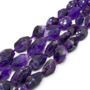 Natural Amethyst Graduated Faceted Nugget Beads Size12x16mm to 15x25mm 15.5" Std