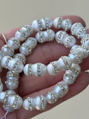 Fresh Water Pearl Peanut Shape With Rhinestones Stripe Size 10x15mm 15.5''Strand