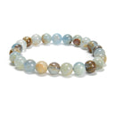 Lemurian Aquatine Calcite Smooth Round Beaded Bracelet 8mm 7.5''Length 3 PCS/Set
