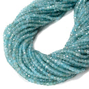 Natural Light Blue Apatite Faceted Rubik's Cube Beads Size 3mm 15.5'' Strand