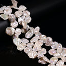 White Fresh Water Keshi Pearl Top Drill Corn Flake Petals Beads 18x20mm 15.5"Str