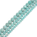 Natural Green Amazonite Faceted Round Beads Size 6mm 8mm 10mm 15.5'' Strand