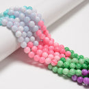 06-Multi-color Dyed Jade Smooth Round Beads Size 8mm 15.5'' Strand