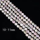 Natural White Fresh Water Pearl Coin Shape Beads 10-11mm 11-12mm 14.5'' Strand