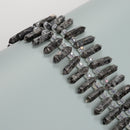 Larvikite Labradorite Top Drill Faceted Double Point Beads 8x32mm 15.5'' Strand