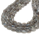 Natural Gray Labradorite Smooth Oval Beads 8x10mm 8x12mm 10x14mm 15.5'' Strand
