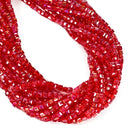 Red AB Crystal Glass Faceted Rubik's Cube Beads Size 4mm 15.5'' Strand