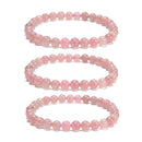 Madagascar Rose Quartz Smooth Round Beaded Bracelet 6mm 7.5'' Length 3 PCS/Set