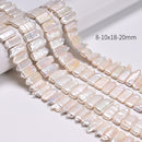 White Fresh Water Pearl Double Drill Irregular Rectangle Beads 6x18mm 16" Strand