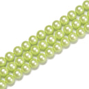 Green Glass Pearl Smooth Round Beads Size 12mm 16mm 15.5" Strand