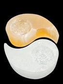 Natural Selenite Crystal YinYang Candle Holder Approx 3.5"x4.25" Inches