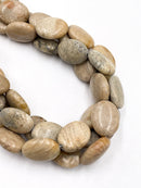 Natural Fossil Coral Smooth Flat Oval Shape Beads Size 10-15x14-20mm 15.5" Strd