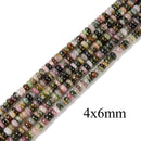 Natural Multi-color Tourmaline Smooth Rondelle Beads 3x5mm 4x6mm 15.5'' Strand