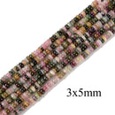 Natural Multi-color Tourmaline Smooth Rondelle Beads 3x5mm 4x6mm 15.5'' Strand