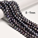 Real Genuine Peacock Fresh Water Pearl Potato Shape Beads 8-9mm 9-10mm 15'' Strd