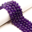 Natural Light Amethyst Smooth Round Beads Size 10mm 12mm 15.5" Strand