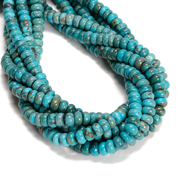 02-Natural Blue Turquoise Smooth Rondelle Beads Size 5x8mm 15.5'' Strand