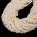 White Fresh Water Pearl Rice Shape Beads Size 4x7-8mm 5x7-8mm 14'' Strand