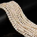 White Fresh Water Pearl Side Drill Nugget Beads Size 4-5x6-7mm 14" Strand
