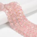 Natural Rose Quartz Faceted Rubik's Cube Beads Size 8mm 15.5'' Strand