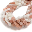 Natural White/Peach Moonstone Irregular Coin Beads Size 10mm 15.5'' Strand
