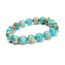 Light Blue Sea Sediment Jasper Round Beaded Bracelet 10mm 7.5'' Length 3 PCS/Set